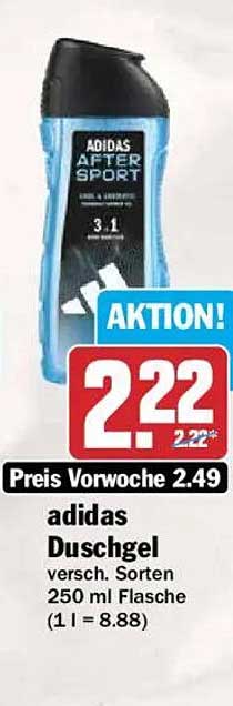 adidas Duschgel versch. Sorten 250 ml Flasche (1 l = 8.88)
