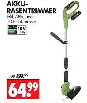 AKKU-RASENTRIMMER inkl. Akku und 10 Ersatzmesser
