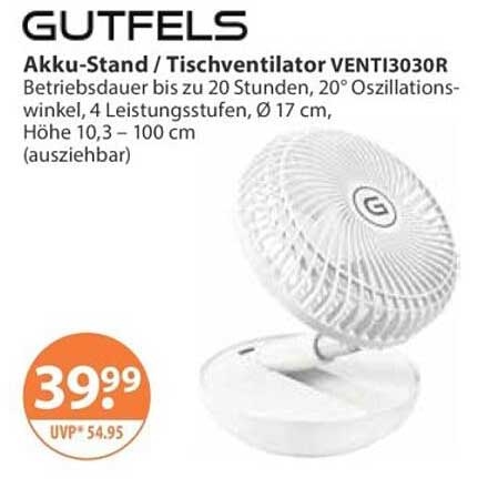 Akku-Stand-/Tischventilator VENTI3030R
