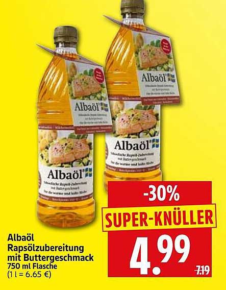 Albaöl Rapsölzubereitung mit Buttergeschmack 750 ml Flasche (1 l = 6.65 €)