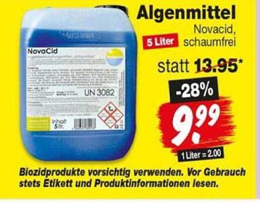 Algenmittel Novacid, schaumfrei