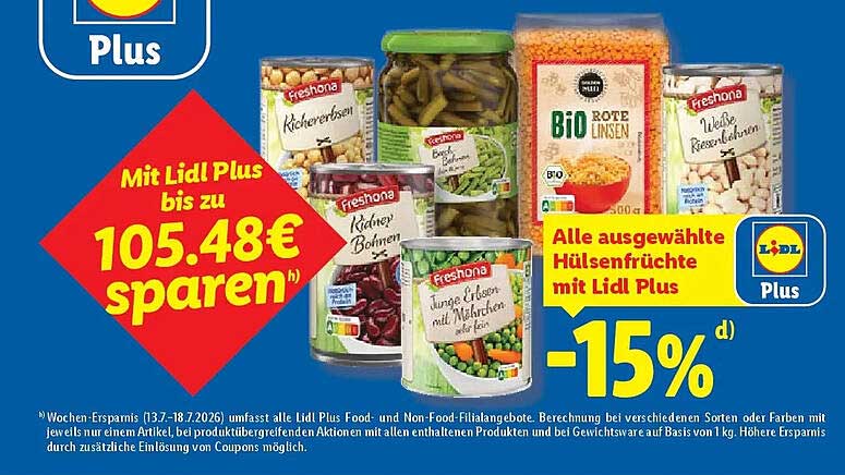 Alle ausgewählte Hülsenfrüchte mit Lidl Plus