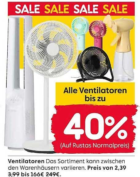 Alle Ventilatoren bis zu 40% (Auf Rustas Normalpreis)