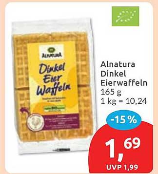 Alnatura Dinkel Eierwaffeln 165 g 1 kg = 10,24