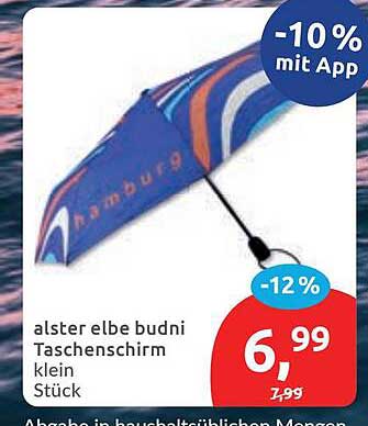 alster elbe budni Taschenschirm klein Stück