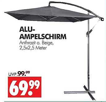 ALU-AMPELSCHIRM Anthrazit o. Beige, 2,5x2,5 Meter