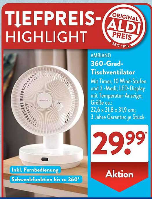 AMBIANO 360-Grad-Tischventilator