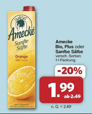 Amecke Bio, Plus oder Sanfte Säfte versch. Sorten 1 l-Packung