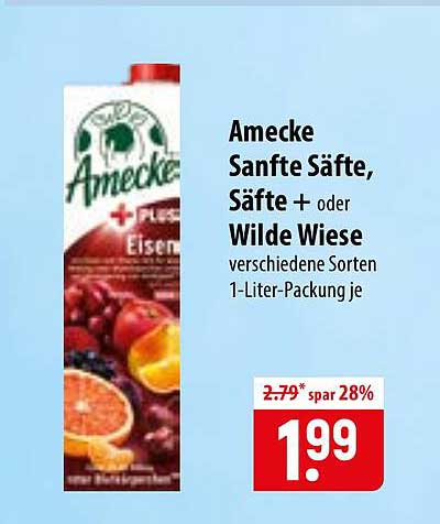 Amecke Sanfte Säfte, Säfte + oder Wilde Wiese verschiedene Sorten 1-Liter-Packung je