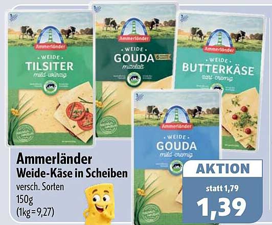 Ammerländer Weide-Käse in Scheiben versch. Sorten 150g (1kg=9,27)