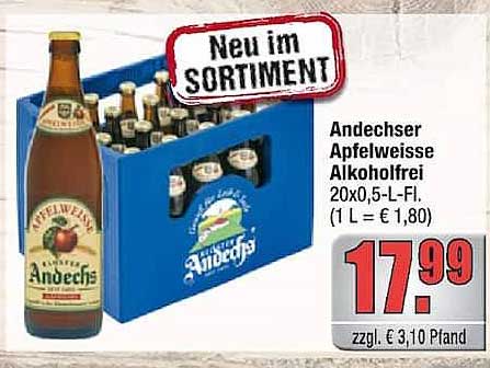 Andechser Apfelweisse Alkoholfrei 20x0,5-L-Fl. (1 L = € 1,80)