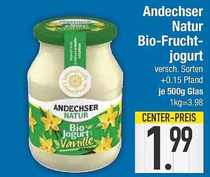 Andechser Natur Bio-Fruchtjoghurt versch. Sorten +0.15 Pfand je 500g Glas