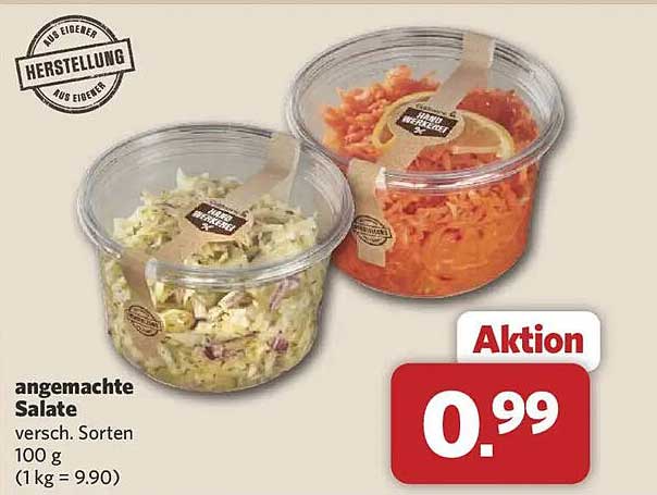 angemachte Salate versch. Sorten 100 g (1kg = 9,90)
