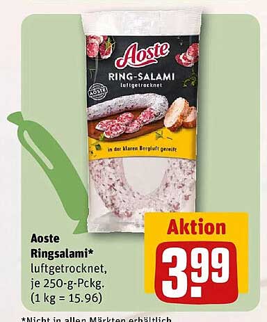Aoste Ringsalami* luftgetrocknet, je 250-g-Packg. (1 kg = 15.96)