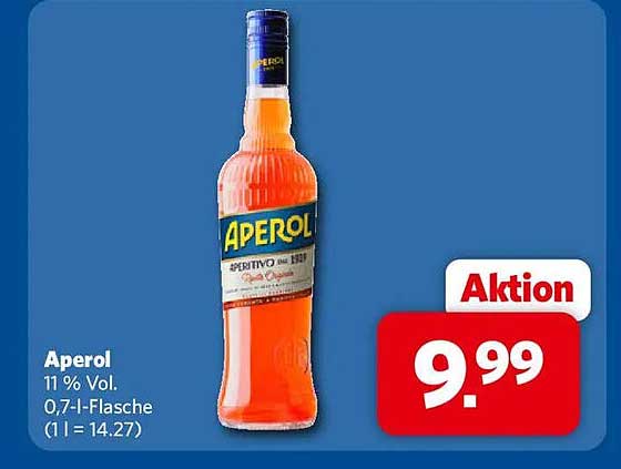 Aperol 11 % Vol. 0,7-l-Flasche (1 l = 14.27)