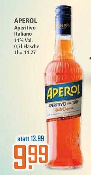 APEROL Aperitivo Italiano 11% Vol. 0,7l Flasche 1 l = 14.27
