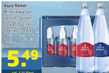 Aqua Römer Mineralwasser versch. Sorten 12 x 0,75 Liter (1 Liter = 0,61)