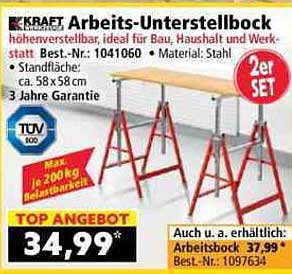 Arbeits-Unterstellbock höhenverstellbar, ideal für Bau, Haushalt und Werkstatt
