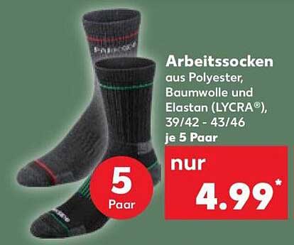 Arbeitssocken aus Polyester, Baumwolle und Elas­tan (LYCRA®), 39/42 - 43/46, je 5 Paar