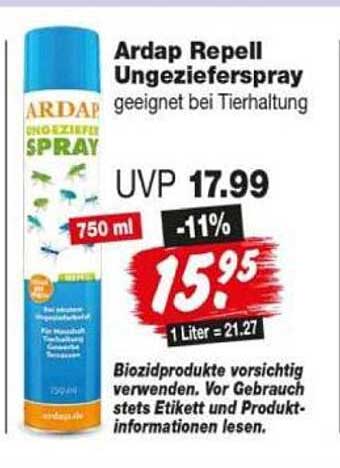 Ardap Repell Ungezieferspray geeignet bei Tierhaltung
