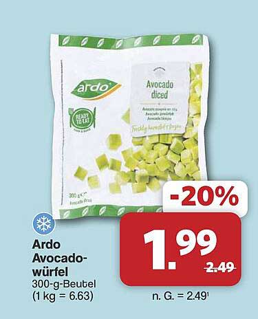Ardo Avocado-würfel 300-g-Beutel