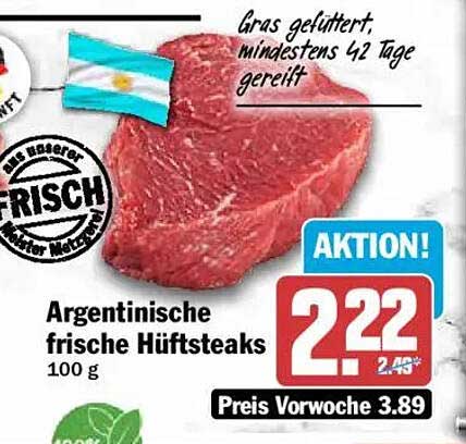 Argentinische frische Hüftsteaks 100 g
