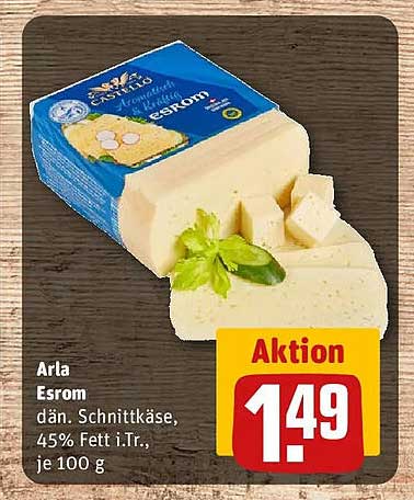 Arla Esrom dän. Schnittkäse, 45% Fett i.Tr., je 100 g
