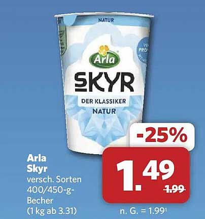 Arla Skyr versch. Sorten 400/450-g-Becher (1 kg ab 3.31)