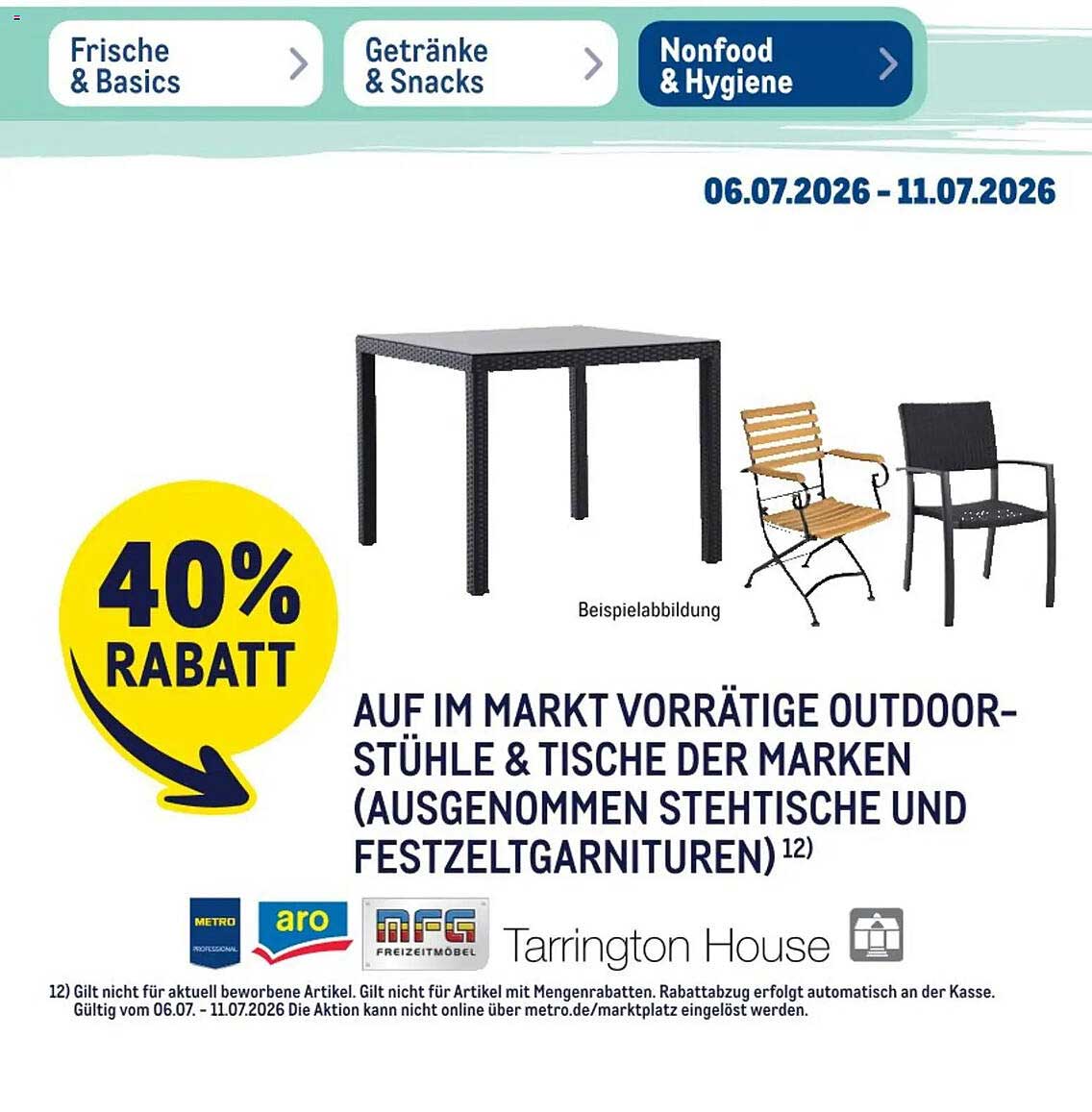 AUF IM MARKT VORRÄTIGE OUTDOOR-STÜHLE & TISCHE DER MARKEN (AUSGENOMMEN STEHTISCHE UND FESTZELTGARNITUREN)