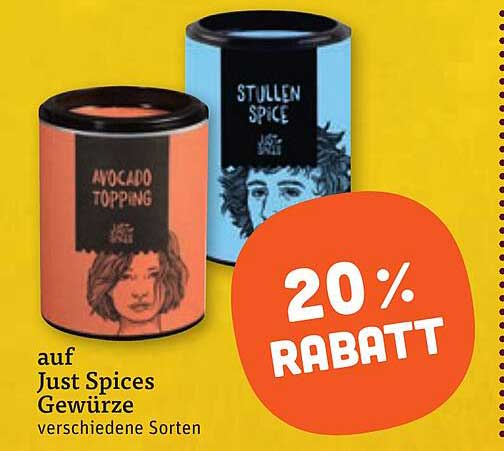 auf Just Spices Gewürze verschiedene Sorten