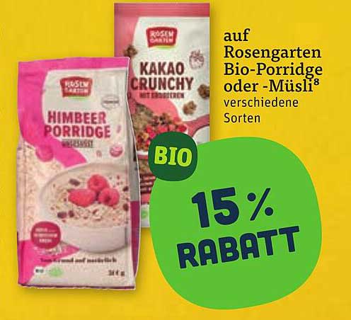 auf Rosengarten Bio-Porridge oder -Müsli⁸ verschiedene Sorten
