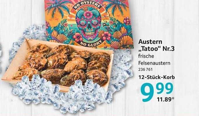 Austern „Tatoo“ Nr.3 frische Felsenustern 12-Stück-Korb