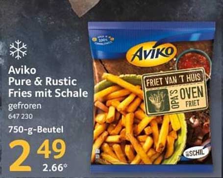 Aviko Pure & Rustic Fries mit Schale gefroren 750-g-Beutel