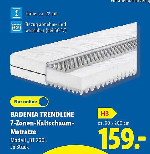 BADENIA TRENDLINE 7-Zonen-Kaltschaum-Matratze