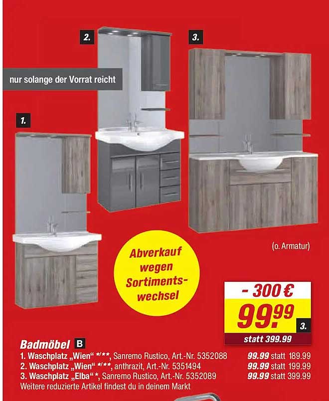Badmöbel B – 3. Waschplatz „Elba“ *, Sanremo Rustico, Art.-Nr. 5352089