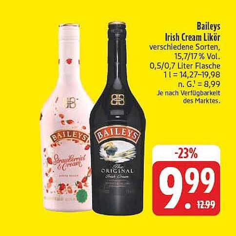 Baileys Irish Cream Likör verschiedene Sorten