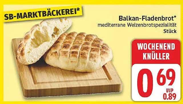 Balkan-Fladenbrot* mediterrane Weizenbrotspezialität Stück