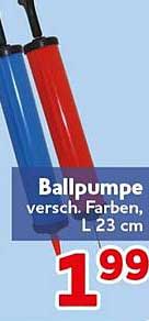 Ballpumpe versch. Farben, L 23 cm