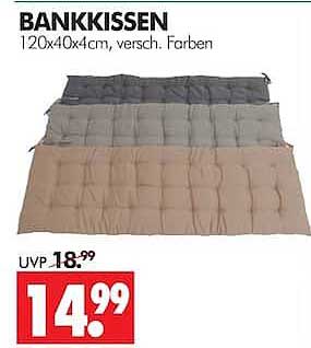 BANKKISSEN 120x40x4cm, versch. Farben