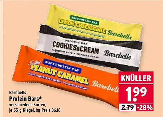 Barebells Protein Bars* verschiedene Sorten, je 55-g-Riegel, kg-Preis 36.18