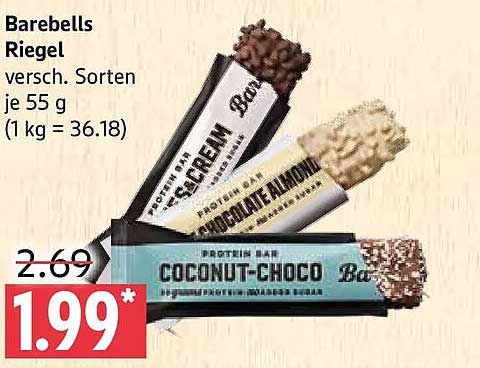 Barebells Riegel versch. Sorten je 55 g (1 kg = 36.18)