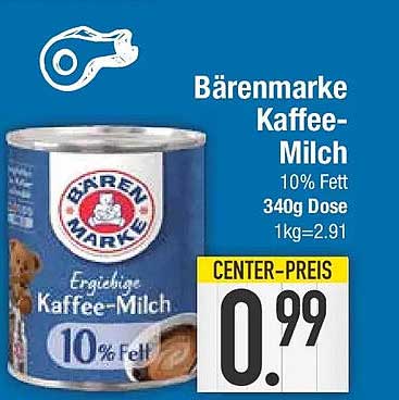 Bärenmarke Kaffee-Milch 10% Fett 340g Dose 1kg=2,91