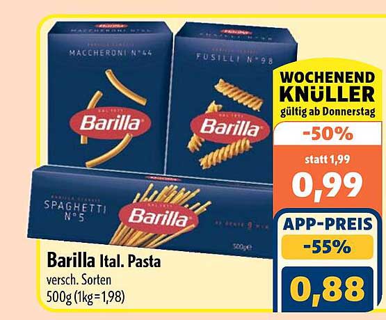 Barilla Ital. Pasta versch. Sorten 500g (1kg=1,98)