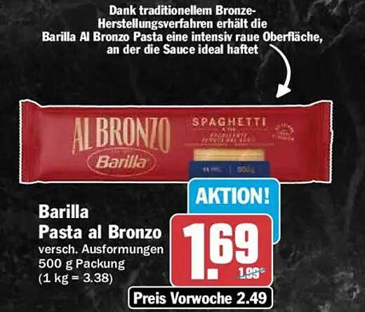 Barilla Pasta al Bronzo versch. Ausformungen 500 g Packung (1 kg = 3.38)