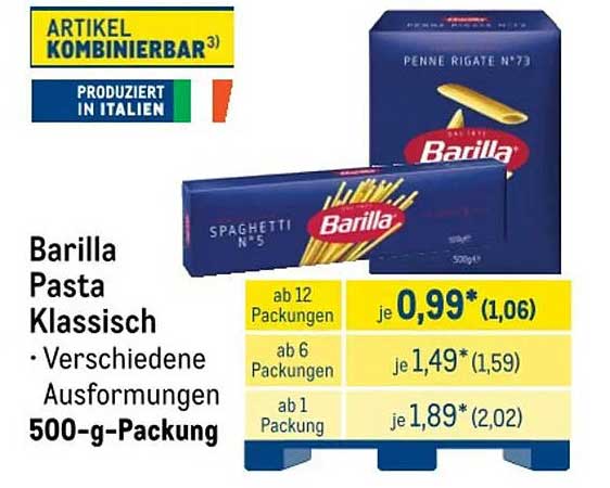 Barilla Pasta Klassisch · Verschiedene Ausformungen 500-g-Packung