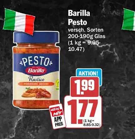 Barilla Pesto versch. Sorten 200-190g Glas (1 kg = 9.95-10.47)