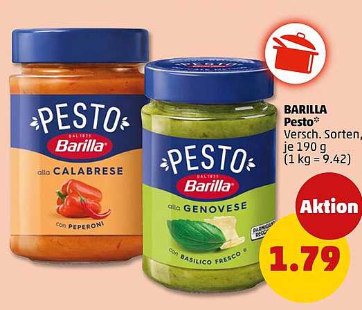 BARILLA Pesto* Versch. Sorten, je 190 g (1 kg = 9.42)