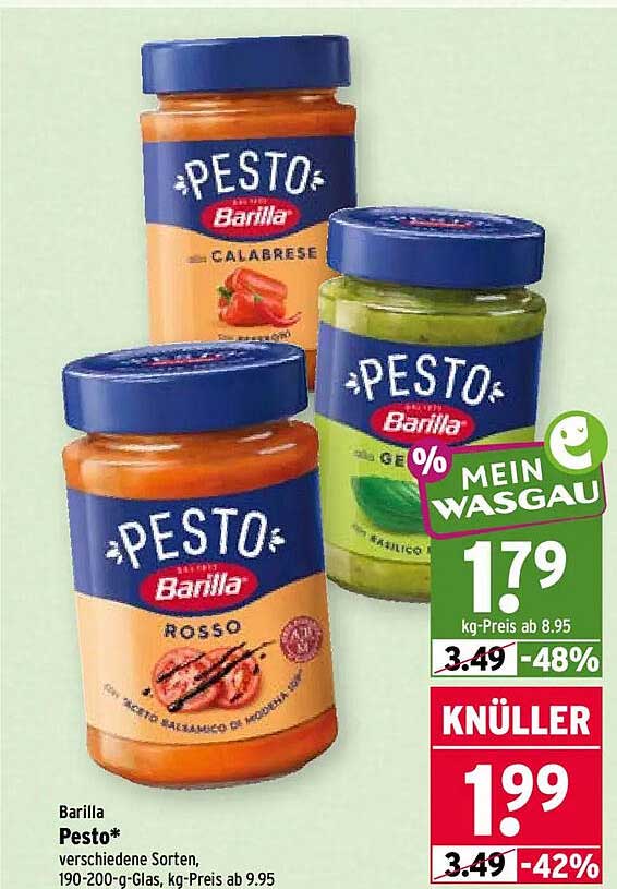 Barilla Pesto* verschiedene Sorten, 190-200-g-Glas, kg-Preis ab 9.95