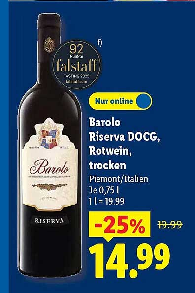 Barolo Riserva DOCG, Rotwein, trocken
