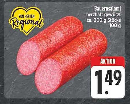Bauernsalami herzhaft gewürzt ca. 200 g Stücke 100 g